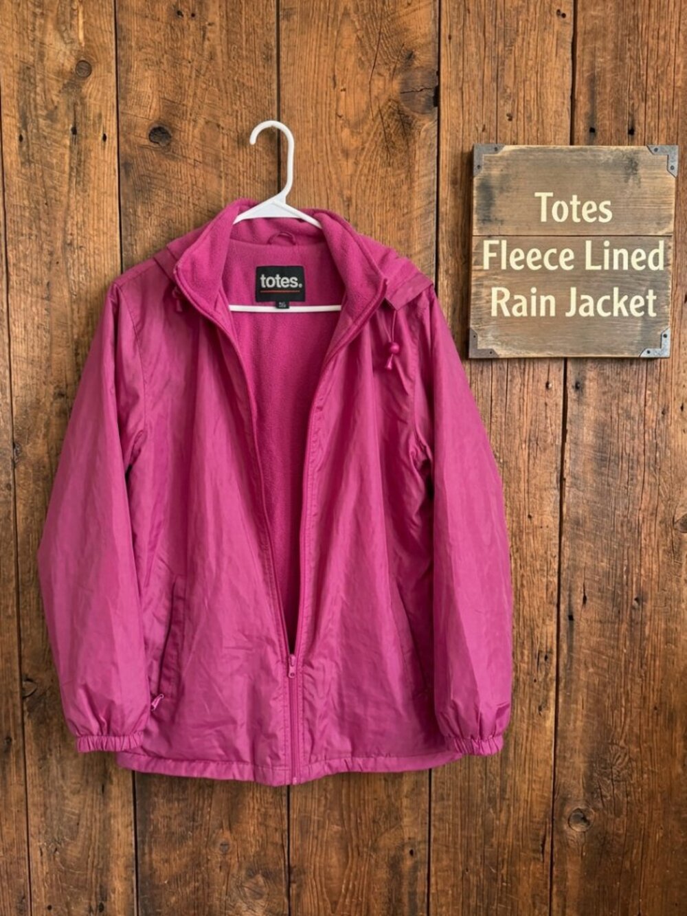 Totes Fleece-Lined Hooded Rain Jacket & Windbreaker